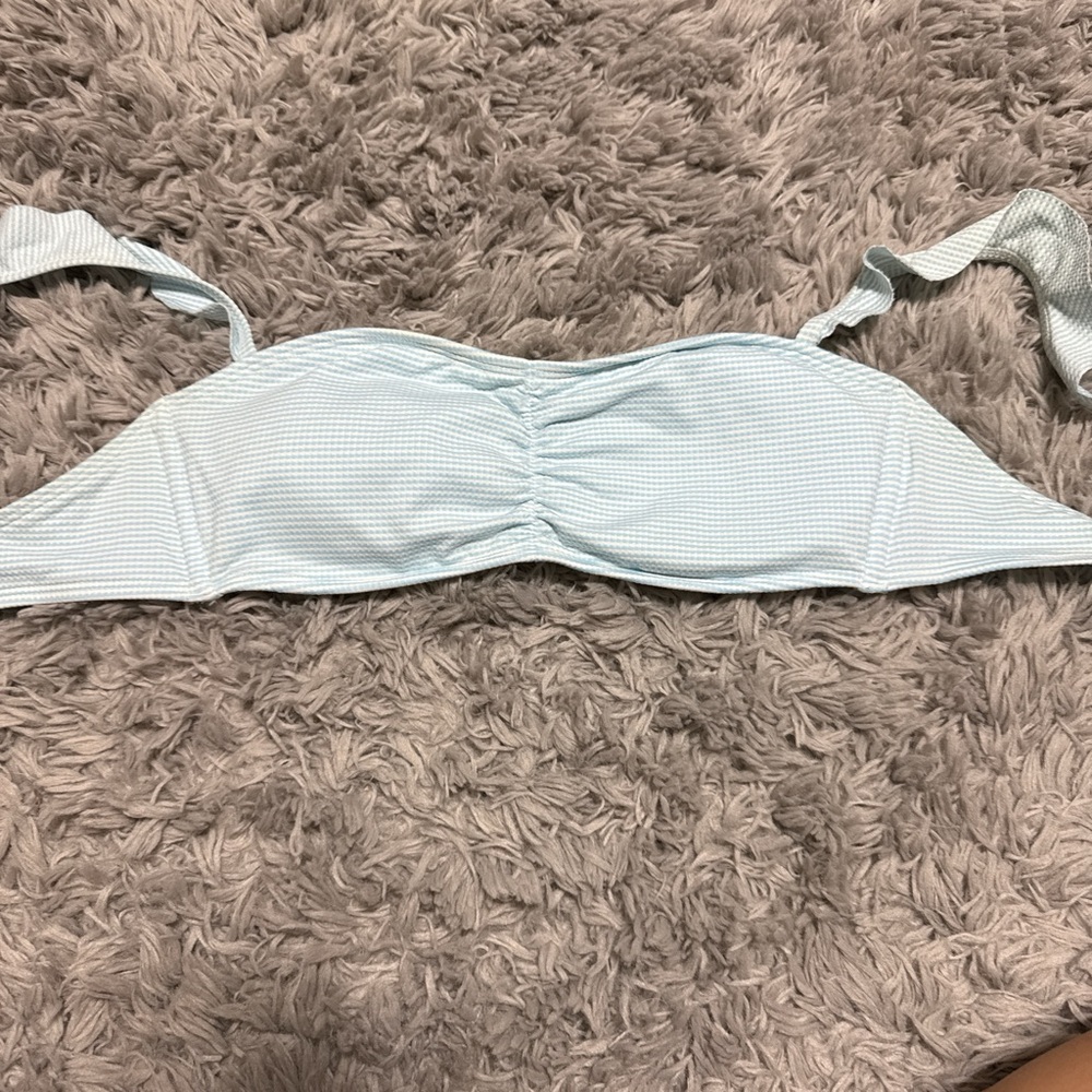 Light Blue Gingham Bikini Top